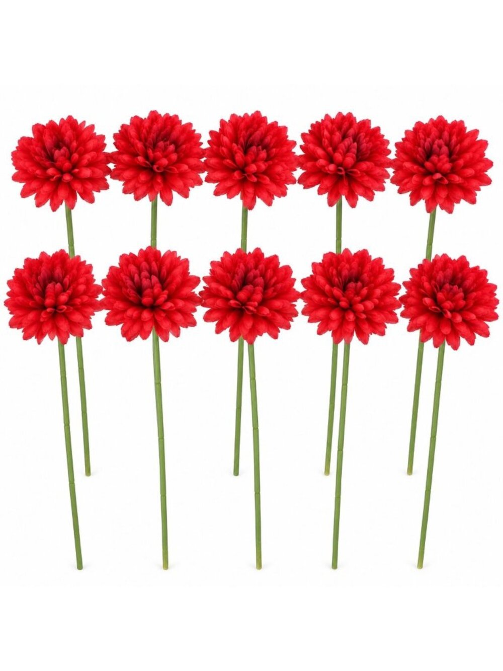 Red Artificial Mum Stems Set of 10 12 Inch Faux Chrysanthemum Wreath Floral Supp